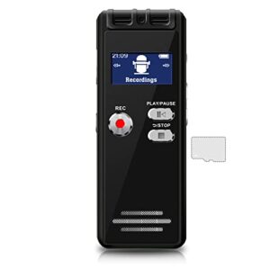 small digital voice recorder voice activated recorder 16gb rechargeable audio recorder microsd expansion tape recorder recording device for lectures, meetings,interview