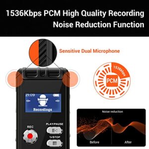 Small Digital Voice Recorder Voice Activated Recorder 16GB Rechargeable Audio Recorder microSD Expansion Tape Recorder Recording Device for Lectures, Meetings,Interview