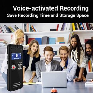 Small Digital Voice Recorder Voice Activated Recorder 16GB Rechargeable Audio Recorder microSD Expansion Tape Recorder Recording Device for Lectures, Meetings,Interview