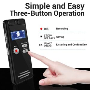 Small Digital Voice Recorder Voice Activated Recorder 16GB Rechargeable Audio Recorder microSD Expansion Tape Recorder Recording Device for Lectures, Meetings,Interview