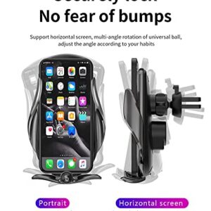 MEIMFY Wireless Car Charger Mount,Auto Clamping Air Vent Phone Holder for Car,New Upgraded Model,15W Qi Fast Charging/Magnetic DC Charging for All Mobile Phones,iPhone,Samsung,Pixel