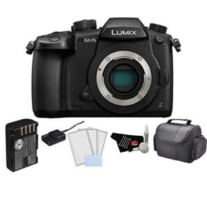 panasonic lumix dc-gh5 mirrorless micro four thirds digital camera (body only) bundle with lcd screen protectors and more