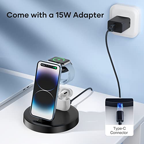 3 in 1 Charging Station, Charger Station for Apple Multiple Devices, Charging Dock Stand for iPhone 14 13 12 11 Pro X Max XS XR 8 7 Plus 6s 6, Apple Watch Series 8 Ultra 7 6 SE 5 4 3 2, AirPods