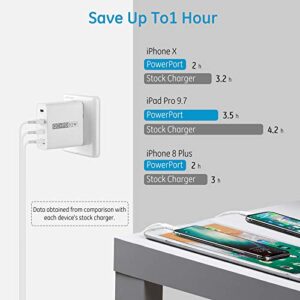 USB C Charger FUHAOXUAN 4-Port USB Charging station53W Multi-Port Quick Charge QC 3.0 Speed Wall Charger Suitable for iPhone Xs/Max/XR/X/8/7/Plus iPad Pro/Air 2/Mini/iPod