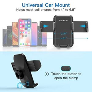 AIKELA Car Phone Mount, 3 in 1 Cell Phone Holder for Car Dashboard Windshield Air Vent with Washable Strong Sticky Gel Suction Pad, One-Click Release Button, Compatible with iPhone, Samsung, LG, Moto