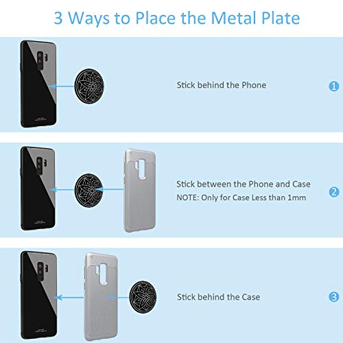 GLAREE Mount Metal Plate 5 Pack, Universal Metal Disc Replacement with Strong Adhesive for Magnetic Cell Phone Car Mount GPS Holder 5 Round