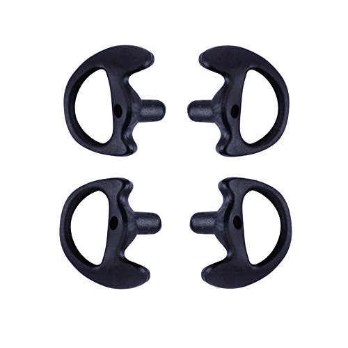 AIRSN Replacement Earmold Earbud Earplug for Motorola Kenwood Two-Way Radio Air Acoustic Coil Tube Audio Kits (Black, 2 Pair-Medium)