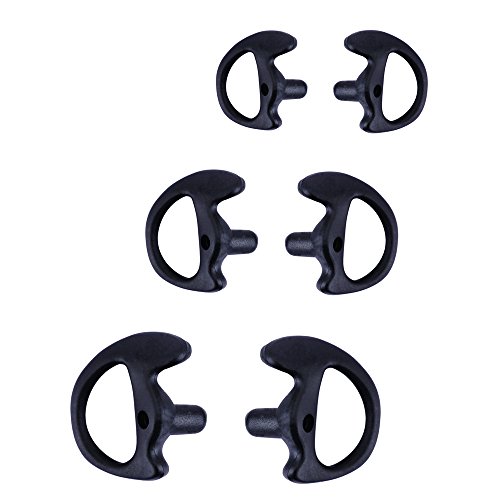 AIRSN Replacement Earmold Earbud Earplug for Motorola Kenwood Two-Way Radio Air Acoustic Coil Tube Audio Kits (Black, 2 Pair-Medium)