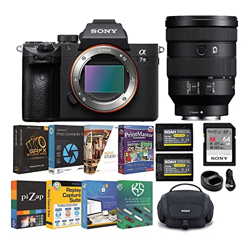 Sony Alpha a7 III Full Frame Mirrorless Digital Camera with FE 24-105mm f/4 G OSS Full-Frame Lens and Accessory Bundle (6 Items)