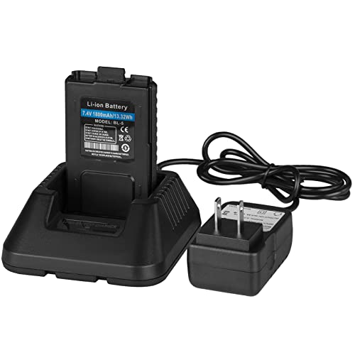 UV-5R BF-F8HP Charger with 1800mAh Battery for Two Way Radio UV-5R Series DM-5R BF-F8HP Plus by Tenway