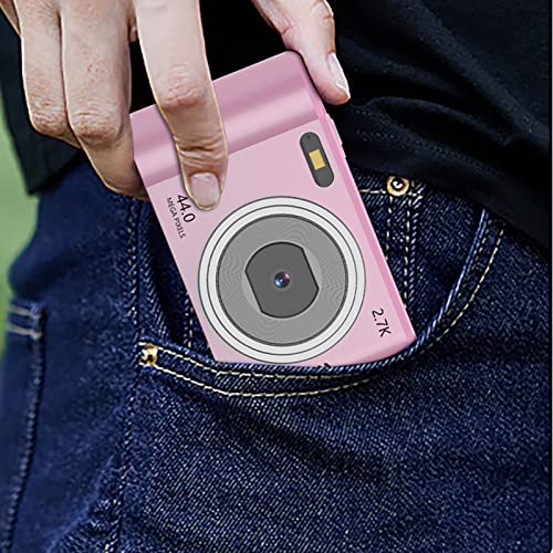 New 44 Million Student Digital Camera, 2.4 Inch High-definition Child Student Card Camera 16 Times Digital Zoom Electronic Anti-Shake Face Detection,Gifts for Students Teens Adults Girls Boys (Pink)