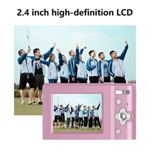 New 44 Million Student Digital Camera, 2.4 Inch High-definition Child Student Card Camera 16 Times Digital Zoom Electronic Anti-Shake Face Detection,Gifts for Students Teens Adults Girls Boys (Pink)