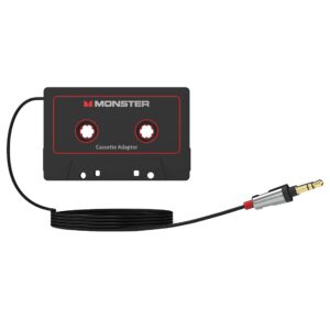 monster aux cord cassette adapter 800 – icarplay for car tape deck, auxiliary to dashboard, mp3 player, ipod and iphone – 3 ft black cable