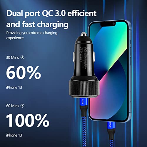 DYUF USB C Car Charger 48W,Fast Car Charger Adapter,with 60W Type C Fast Charging Cable,Dual USB Port PD30W&QC3.0 18W Car Phone Charger,for Samsung Galaxy S22/S21/Ultra 5G,Note 20/10、iPad Pro,Etc