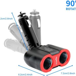 Cigarette Lighter Splitter Car Charger, 120W 2-Socket Cigarette Lighter Splitter + 1 QC3.0 USB Ports + 2 Smart USB Ports for Smart Phones, Tablets, GPS, MP3 Players