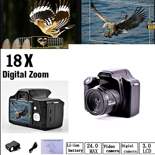 Digital Camera,1080p HD Long Focus SLR Camera 24 Megapixel 18X Zoom 3 Inch TFT-LCD Digital Camera Anti-Shake