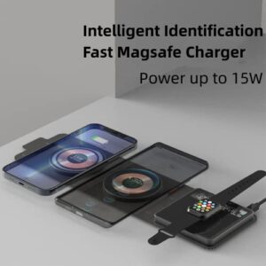 Wireless Charger 3 in 1, ALFUEL 15W Fast Foldable Magsafe Charger, Charging Station for Multiple Devices for iPhone 14/13/12/SE/11, Apple Watch and AirPods(Adapter not Included)