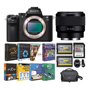 sony alpha a7ii mirrorless digital camera (body only) bundle with fe 50mm f/1.8 lens, photo software suite, memory card carrying case, battery (2-pack) and dual charger for sony np-fw50 (6 items)