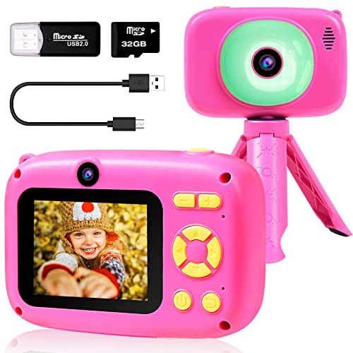 seanme Selfie Camera for Kids with 32GB Card, 40MP & 1080P HD Kids Digital Camera Toys for 3-8 Year olds, Birthday & Christmas Gifts for 3 4 5 6 7 8 9 10 Year Old Girls (Pink)