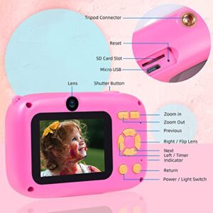 seanme Selfie Camera for Kids with 32GB Card, 40MP & 1080P HD Kids Digital Camera Toys for 3-8 Year olds, Birthday & Christmas Gifts for 3 4 5 6 7 8 9 10 Year Old Girls (Pink)