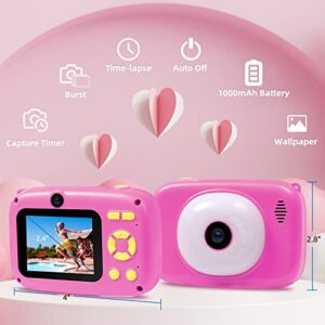 seanme Selfie Camera for Kids with 32GB Card, 40MP & 1080P HD Kids Digital Camera Toys for 3-8 Year olds, Birthday & Christmas Gifts for 3 4 5 6 7 8 9 10 Year Old Girls (Pink)