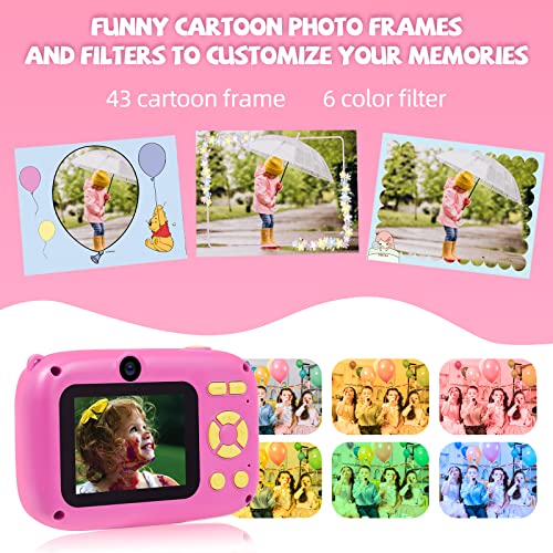 seanme Selfie Camera for Kids with 32GB Card, 40MP & 1080P HD Kids Digital Camera Toys for 3-8 Year olds, Birthday & Christmas Gifts for 3 4 5 6 7 8 9 10 Year Old Girls (Pink)