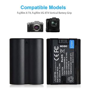 JYJZPB NP-W235 Rechargeable Li-Ion Battery for Fujifilm XT4, 2-Pack Camera Batteries with Battery Charger for Fujifilm X-T4 Camera and VG-XT4 Vertical Battery Grip