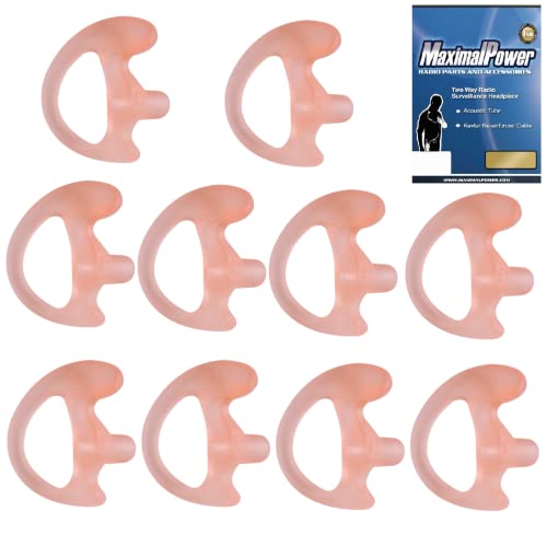 MaximalPower Medium Size Earmold Earbud Earplug Ear Insert for Motorola Kenwood Two-Way Radio Acoustic Coil Tube Audio Kits, Right, 10 Pack