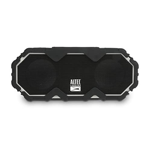 Altec Lansing Mini LifeJacket Jolt Bluetooth Speaker with Qi, Wireless, Waterproof, Portable, Speakers, Loud Volume, Strong Bass, Rich Stereo System, Microphone, 16 Hour Battery, 100 ft Range, Gray