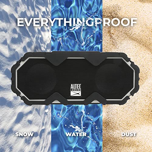 Altec Lansing Mini LifeJacket Jolt Bluetooth Speaker with Qi, Wireless, Waterproof, Portable, Speakers, Loud Volume, Strong Bass, Rich Stereo System, Microphone, 16 Hour Battery, 100 ft Range, Gray