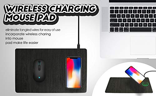 Fast Wireless Charger Mouse Pad Qi Certified Case-Friendly 10W Fast Wireless Charging Mouse Mat Compatible for iPhone 12,12Pro,11,11 Pro,XR,X,8,8 Plus,Samsung Galaxy S10/S9/S8,Note (7.5W/10) (Grey)