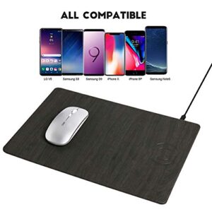 Fast Wireless Charger Mouse Pad Qi Certified Case-Friendly 10W Fast Wireless Charging Mouse Mat Compatible for iPhone 12,12Pro,11,11 Pro,XR,X,8,8 Plus,Samsung Galaxy S10/S9/S8,Note (7.5W/10) (Grey)