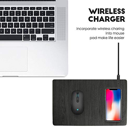 Fast Wireless Charger Mouse Pad Qi Certified Case-Friendly 10W Fast Wireless Charging Mouse Mat Compatible for iPhone 12,12Pro,11,11 Pro,XR,X,8,8 Plus,Samsung Galaxy S10/S9/S8,Note (7.5W/10) (Grey)