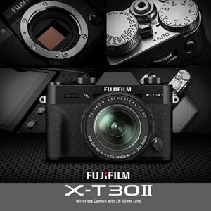 Fujifilm X-T30 4K Wi-Fi Mirrorless Digital Camera with XF 18-55mm Lens Kit - Black with 32GB Bundle and Travel Photo Cleaning Kit