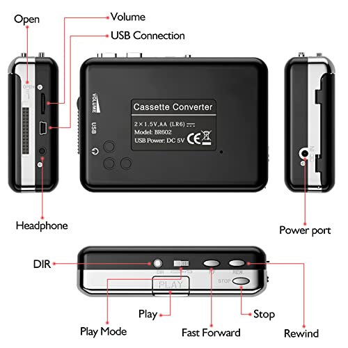 Cassette Tape Player - Portable Retro Walkman Cassette to Digital MP3 Converter Recorder, Convert Audio Music via USB to MP3 WAV Format with New Upgrade AudioLAVA Software, Compatible with Laptops&PCs