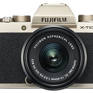 Fujifilm X-T100 Mirrorless Digital Camera w/XC15-45mmF3.5-5.6 OIS PZ Lens - Champagne Gold