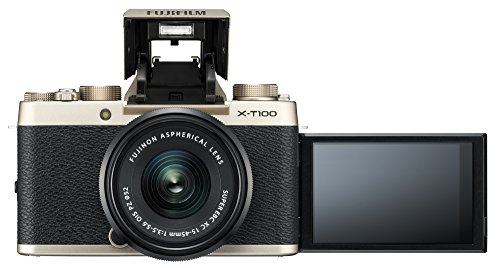 Fujifilm X-T100 Mirrorless Digital Camera w/XC15-45mmF3.5-5.6 OIS PZ Lens - Champagne Gold