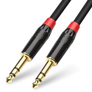 disino 1/4 inch trs cable, heavy duty 6.35mm male to male stereo jack balanced audio path cord interconnect cable – 6.6 feet/2 meters