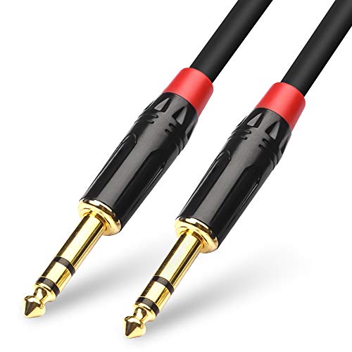 DISINO 1/4 inch TRS Cable, Heavy Duty 6.35mm Male to Male Stereo Jack Balanced Audio Path Cord Interconnect Cable - 6.6 feet/2 Meters