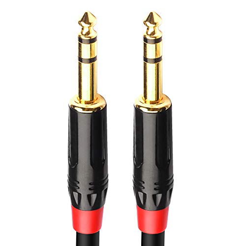 DISINO 1/4 inch TRS Cable, Heavy Duty 6.35mm Male to Male Stereo Jack Balanced Audio Path Cord Interconnect Cable - 6.6 feet/2 Meters