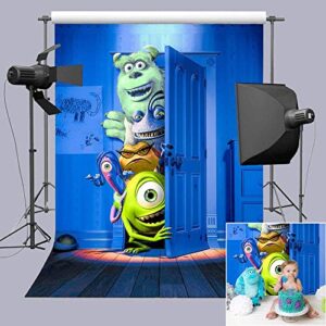 Blue Photography Backdrop Horror Monster Photo Background Playroom Decorations Children Baby Boys Birthday Photo Booths Studio Props Party Banner Vinyl Supplies (3x5 Ft)