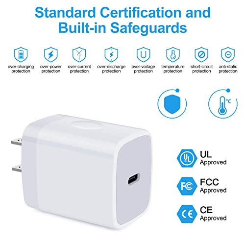 USB C Charger Block Fast Wall Charger Box for Samsung Galaxy A14 5G/A13/A23/A54/A03s/A53/S23/S21 FE/S22/S20 FE/Z Fold 4,iPhone 14/13/12/11/Pro Max,Pixel 7 6,2 Pack 20W Type C Charger PD Power Adapter