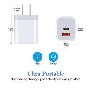 USB A and USB C Wall Charger PD 20W Fast Charger Block Power Adapter USB C Plug for Google Pixel 7 Pro/7/6a/6 Pro/5a/5/4 XL, iPhone 14 13 Pro Max 12 11 Pro X SE, Samsung Galaxy A54 A53 A14 A13 S23 S22
