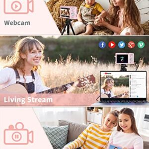 Digital Camera, Zostuic Autofocus 48MP Kids Camera with 32 GB Card Vlogging Camera with 16X Zoom, 1080P Compact Portable Mini Cameras for 4-15 Year Old Kid Children Teen Student Girls Boys(Pink)