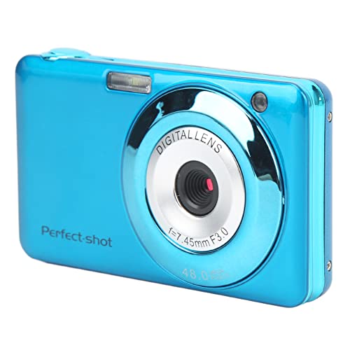 Digital Camera, 2.7in 48MP High Definition 8X Optical Zoom Portable Vlogging Camera, USB Rechargeable LED Fill Light ABS Metal Mini Compact Camera for Children, Beginners, Students, Adults(Blue)