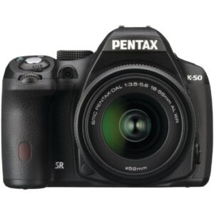 pentax k-50 16mp digital slr camera kit with da l 18-55mm wr f3.5-5.6 and 50-200mm wr lenses (black)