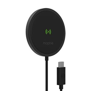 mophie snap+ wireless charger – 15w wireless charging pad for qi-enabled and magsafe compatible devices, compatible with all new iphones