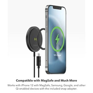 mophie snap+ Wireless Charger - 15W Wireless Charging pad for Qi-Enabled and MagSafe Compatible Devices, compatible with All new iPhones