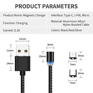 BIG PLUS Magnetic Charging Cable [4 Pack] Magnetic Phone Charger Cable, Magnetic Charger Type C, Compatible for Smartphones, Micro USB and USB C Devices, Type C Charger, USB Magnetic Charging Cable