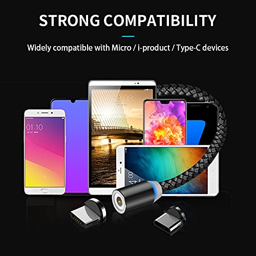 BIG PLUS Magnetic Charging Cable [4 Pack] Magnetic Phone Charger Cable, Magnetic Charger Type C, Compatible for Smartphones, Micro USB and USB C Devices, Type C Charger, USB Magnetic Charging Cable